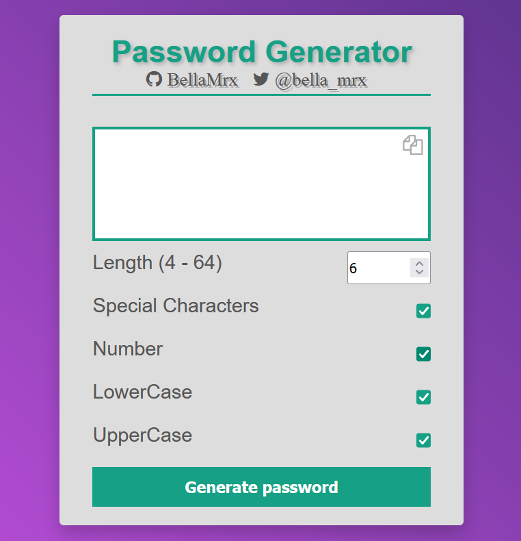 Password generator Preview