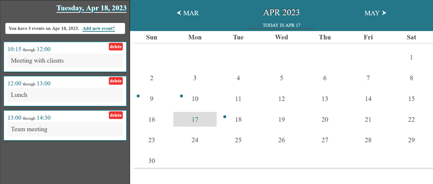Event-Calendar Preview